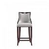 Emperor Traditional Wood Upholstered Barstool in Light Gray - Set of 2 | Tabouret de bar en bois traditionnel Emperor avec assise rembourree, gris clair – Lot de 2