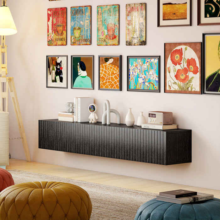 HOMCOM 55\" Floating TV Stand for TVs up to 72 Inch, Black