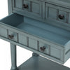 Olivia Solid Wood Console Table With Drawers And Bottom Shelf - Blue | Table Console Olivia En Bois Massif Avec Tiroirs Et Etagere Inferieure - Bleu