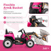 Costway Kids Ride On Excavator Digger 12v Electric Tractor Rc W/ Digging Bucket Pink