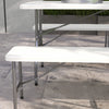 Outsunny Hdpe Picnic Table Set With Beer Table & 2 Benches For 6, White