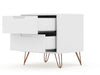 Rockefeller Mid-Century Modern 20" Nightstand in White (2-Drawer) - Set of 2 | Table de nuit Rockefeller Mid-Century Modern 20" en blanc (2 tiroirs) - Lot de 2