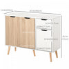 HOMCOM Sideboard Storage Cabinet with Drawer, White and Nature Wood