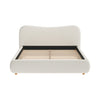 Camille Platform Bed with Curved Headboard and Luxurious Boucle Upholstery,Queen Size,White Queen Bed  | Lit plateforme Camille avec tete de lit incurvee et tapissage boucle luxueux, taille Queen, blanc