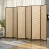 HOMCOM Handwoven 6 Panel Privacy Screen, 6 FT Folding Room Divider, Brown