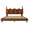 Emma Faux Leather Platform Bed Frame with Headboard,Queen Size,Brown Queen Bed  | Cadre de lit plateforme en simili cuir Emma avec tete de lit, taille Queen, marron