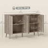 HOMCOM Sideboard, Fluted Buffet Cabinet with Adjustable Shelves, Light Grey