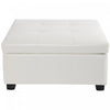 Liam 34.25" Large Square Faux Leather Ottoman Coffee Table with Storage,Beige  | Liam Ottoman Coffre Carre Large de 34,25" en Simili Cuir avec Rangement, Beige