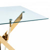 Olivia Square Glass Dining Table with Multi-Use Function,Golden | Table a manger carree en verre Olivia avec fonction polyvalente, finition doree