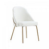 Gracie Modern Metal Vegan Leather Dining Chair in White and Gold | Chaise de salle a manger moderne Gracie en metal et cuir vegetalien blanc et or