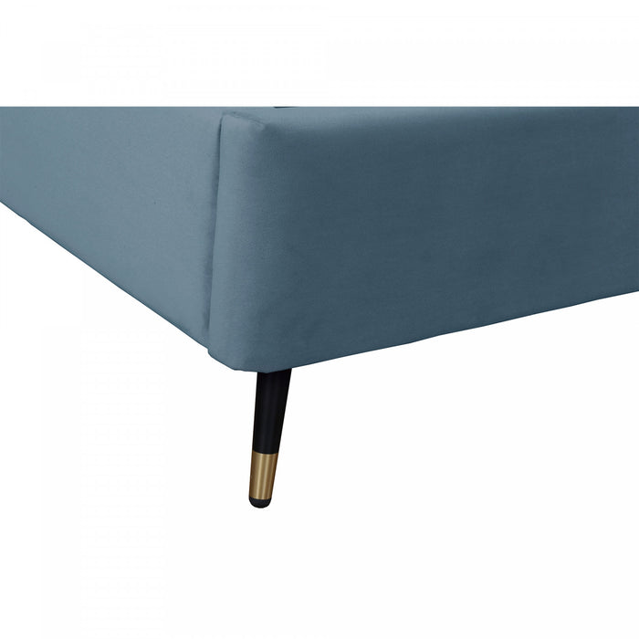 Crosby Modern Upholstered Velvet Twin Bed in Blue
