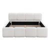 Aiden Platform Bed with Supportive Upholstered Frame in Boucle Fabric,King Size,White King Bed  | Lit plateforme Aiden avec cadre rembourre de soutien en tissu boucle, taille King, blanc