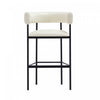 Onda Contemporary Vegan Leather Metal Upholstered Barstool in Ivory | Tabouret de bar contemporain Onda en cuir vegetalien et metal, rembourre, coloris ivoire