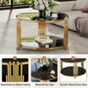 Nancy 31.5" Round Mirror Coffee Table With Lower Shelf - Black | Table Basse Ronde Nancy De 31,5" Avec Plateau Miroir Et Etagere Inferieure - Noire