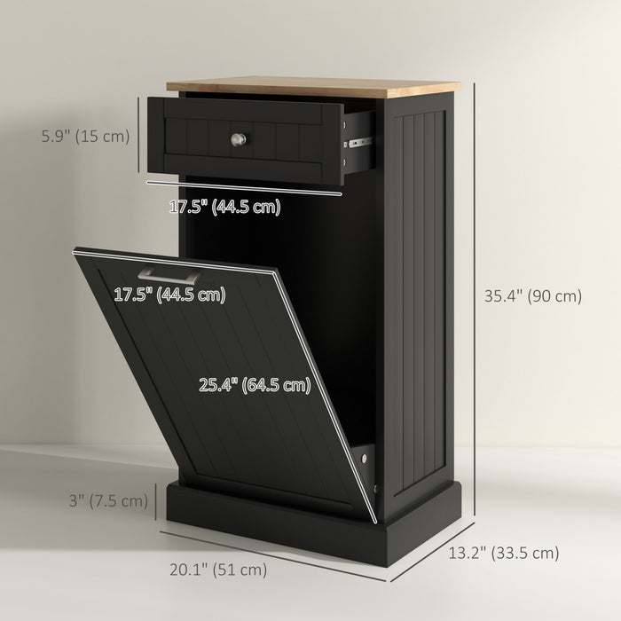 HOMCOM Tilt Out Trash Cabinet, Hidden Garbage Bin Cabinet with Drawer