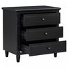 U_Style 28 Inch Painted Nightstand with 3 Smooth-Glide Drawers and Rubberwood Legs, Black | U_Style Table de Nuit Peinte 28 po avec 3 Tiroirs a Glissiere Douce et Pieds en Bois de Caoutchouc, Noir