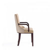 Shubert Modern Wood Vegan Leather and Velvet Armchair in Tan - Set of 2 | Fauteuil moderne Shubert en bois, cuir vegetalien et velours, coloris beige - Lot de 2