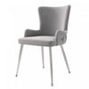 Luna Velvet Dining Chairs with Tufted Upholstered and Gold Metal Legs Set of 2, Grey  | Chaises de salle a manger Luna en velours avec revetement capitonne et pieds metalliques dores, lot de 2, gris