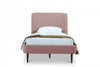 Heather Mid-Century Modern Velvet Upholstered Twin Bed in Blush and Black | Lit jumeau Heather style milieu du siecle moderne en velours, rembourre, coloris rose poudre et noir