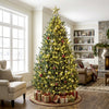 HOMCOM 7.5ft Prelit Christmas Tree, Easy Plug, Dual-Colour Lights, Hinged