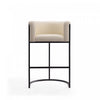Cosmopolitan Mid-Century Modern Metal Upholstered Barstool in Cream - Set of 2 Bar Stool | Tabouret de bar rembourre en metal style cosmopolite mi-siecle moderne, creme - Lot de 2