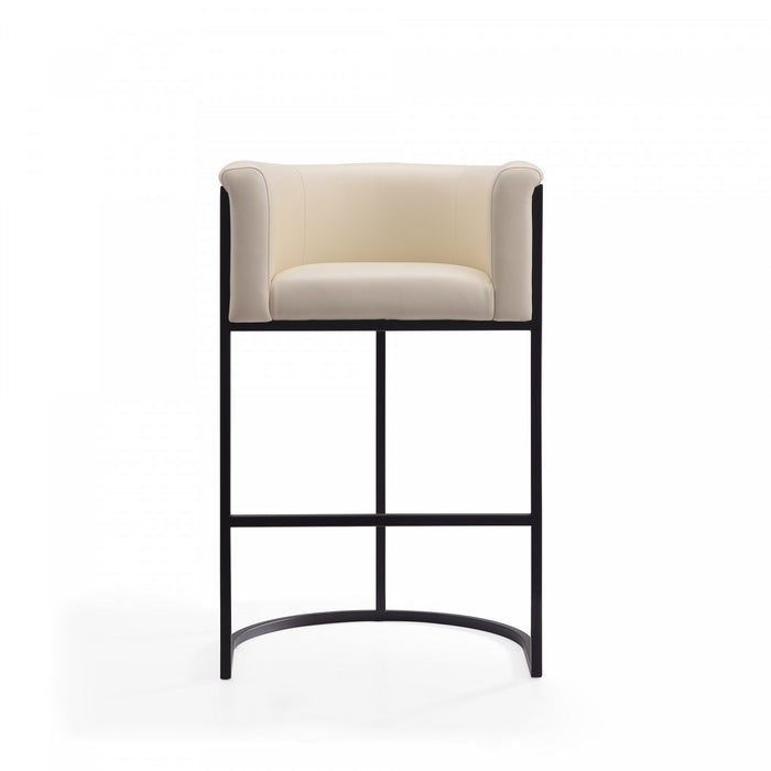 Cosmopolitan Mid-Century Modern Metal Upholstered Barstool in Cream - Set of 2 Bar Stool