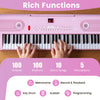 Costway 61 Key Keyboard Piano for Beginners,Electric Portable Digital Piano with Music Stand Pink