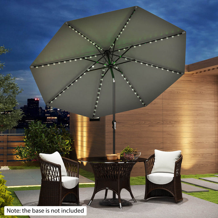 Costway 10 FT Solar Patio Umbrella with 96 LED Lights 35° Adjustable Tilt Vented Top Gray