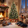 HOMCOM 7ft Flocked Prelit Christmas Tree Spruce, Dual Colour LEDs, Remote