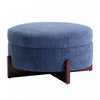 Sophia Round Storage Ottoman Coffee Table with Tufted Upholstery - Blue | Table Basse Ottoman Ronde Sophia avec Rembourrage Capitonne et Rangement - Bleu