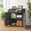 Outsunny Wicker Outdoor Storage Cabinet with 2 Drawers, Shelves, Dark Grey