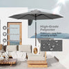 Costway 10FT Patio Solar Umbrella LED Patio Market Steel Tilt with Crank Outdoor Gray