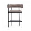 Onda Contemporary Vegan Leather Metal Counter Stool in Taupe | Tabouret de comptoir contemporain Onda en cuir vegetalien et metal, coloris taupe