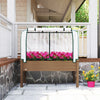 Outsunny Raised Garden Bed with PE Greenhouse Cover, Brown