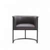 Cosmopolitan Mid-Century Modern Vegan Leather Metal Dining Chair in Graphite - Set of 2 | Chaise de salle a manger moderne mi-siecle cosmopolite en cuir vegetalien et metal, graphite - Lot de 2