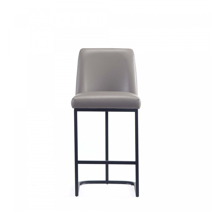 Serena Modern Metal Upholstered Counter Stool in Taupe - Set of 2 Bar Stool