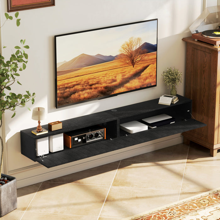 HOMCOM 71\" Floating TV Stand for TVs up to 72 Inch, Black