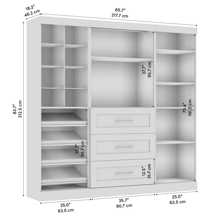 Bestar Pur 86 W Closet Organizer System - Bark Grey