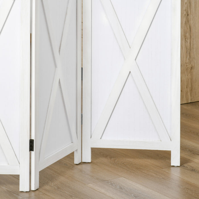Homcom 5.6ft 4-panel Wooden Room Divider With Foldable Design
