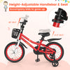 Costway 16" Kid's Bike With Removable Training Wheels & Basket For 4-7 Years Old Red