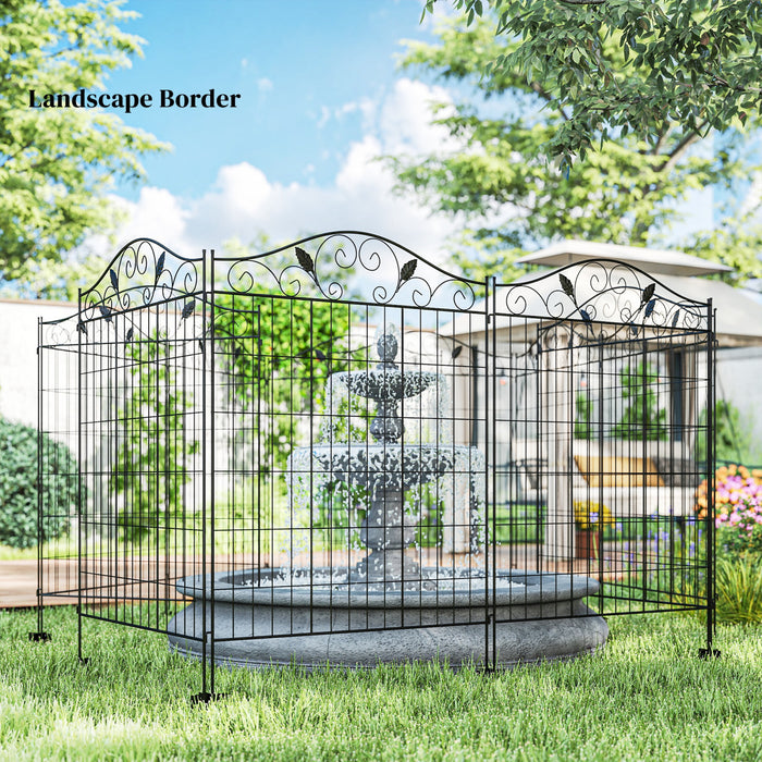 Outsunny Garden Decorative Fence 4 Panels 44in x 12ft Steel Wire Border Edging for Landscaping