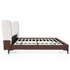 Ava Teddy Fleece Platform Bed with Wingback Headboard and Faux Upholstered, King Size, White King Bed  | Le lit plateforme Ava en polaire Teddy avec tete de lit a oreilles et revetement en simili cuir, taille King, couleur blanche