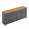Grace 55.1" Rustic Wood Buffet Cabinet with Doors and Drawers,Grey Accent Cabinet | Grace Buffet en Bois Rustique de 55,1" avec Portes et Tiroirs, Gris