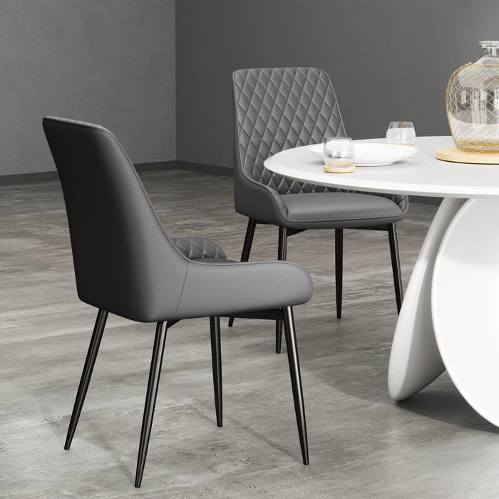 HOMCOM Dining Chairs Set of 2, PU Leather Kitchen Chairs with Steel Legs