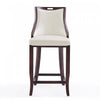 Emperor Traditional Wood Upholstered Barstool in Pearl White - Set of 2 | Tabouret de bar en bois traditionnel Emperor avec assise rembourree, blanc perle - Lot de 2