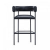 Onda Contemporary Vegan Leather Metal Upholstered Barstool in Black | Tabouret de bar contemporain Onda en cuir vegetalien et metal, rembourre, noir
