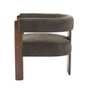 Olivia Velvet Upholstered Accent Armchair with Barrel Back Design and Rubber Wood Frame,Dark Brown Accent Chair | Olivia Fauteuil d’appoint rembourre en velours avec dossier cylindrique et structure en bois de caoutchouc, marron fonce