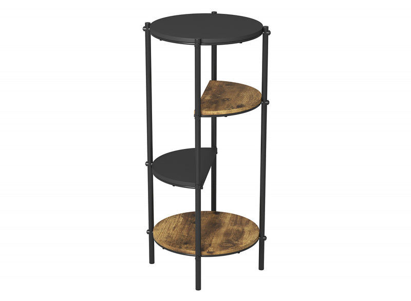 End Table With 4 Tier Etagere Shelf - Brown Reclaimed Wood