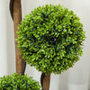 HOMCOM 35 Inch Artificial Boxwood Triple Ball Topiary Trees Set of 2, Green