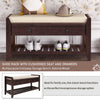 Stephanie Pine Wood Shoe Rack Bench With Cushioned Seat With Storage Drawers - Espresso | Banc A Chaussures Stephanie En Pin Avec Siege Rembourre Et Tiroirs De Rangement - Espresso